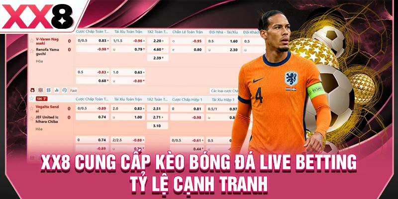 XX8 cung cấp kèo bóng đá live betting tỷ lệ cạnh tranh